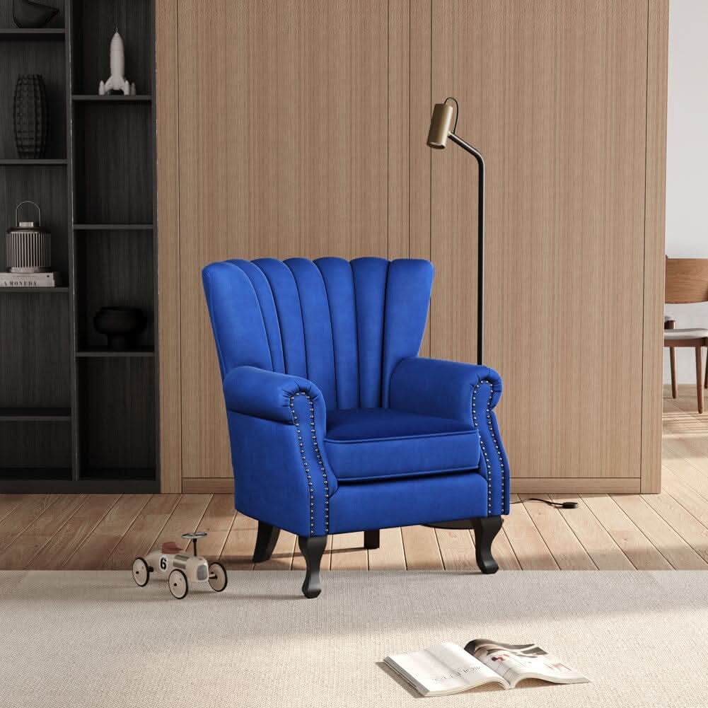 Accent Chair Velvet Curved Legs Studded Detail