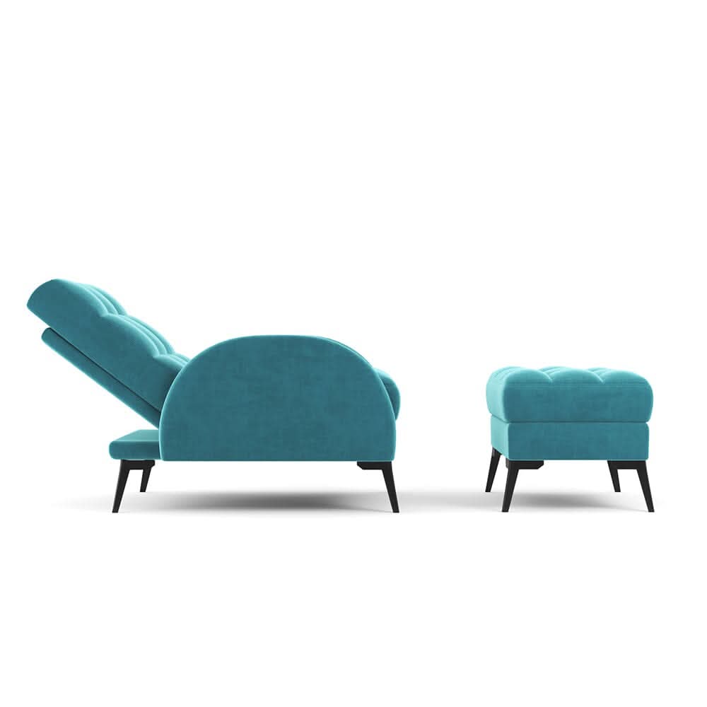 Leisure Recliner Armchair and Ottoman Set with Footstool Metal Legs