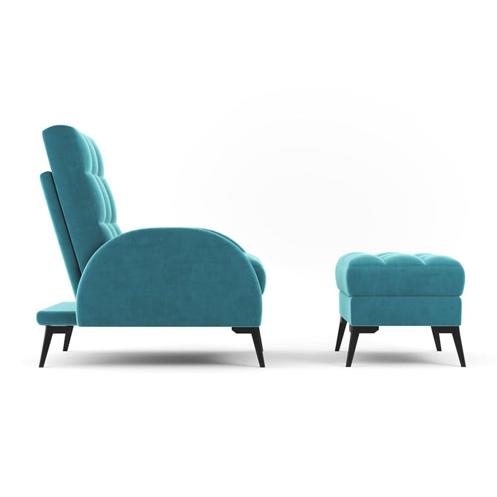 Leisure Recliner Armchair and Ottoman Set with Footstool Metal Legs