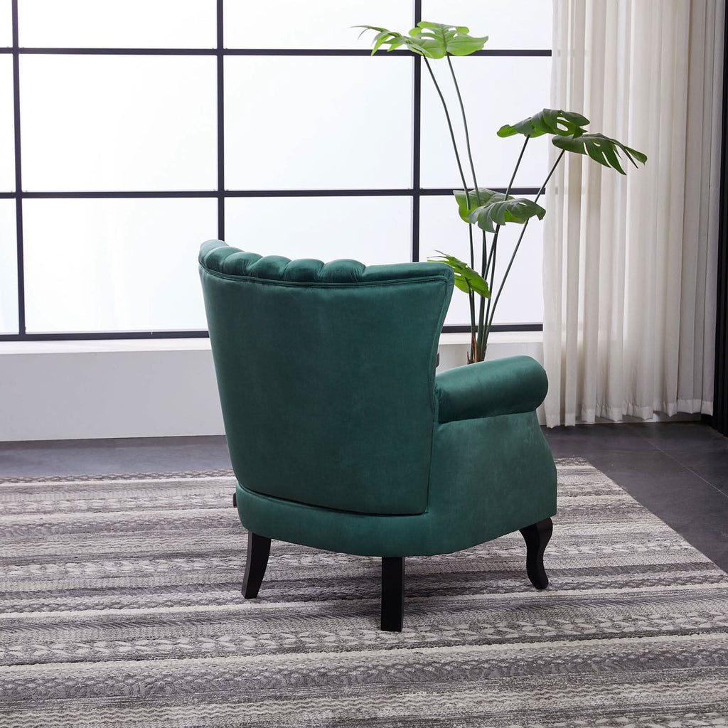 Accent Chair Velvet Curved Legs Studded Detail