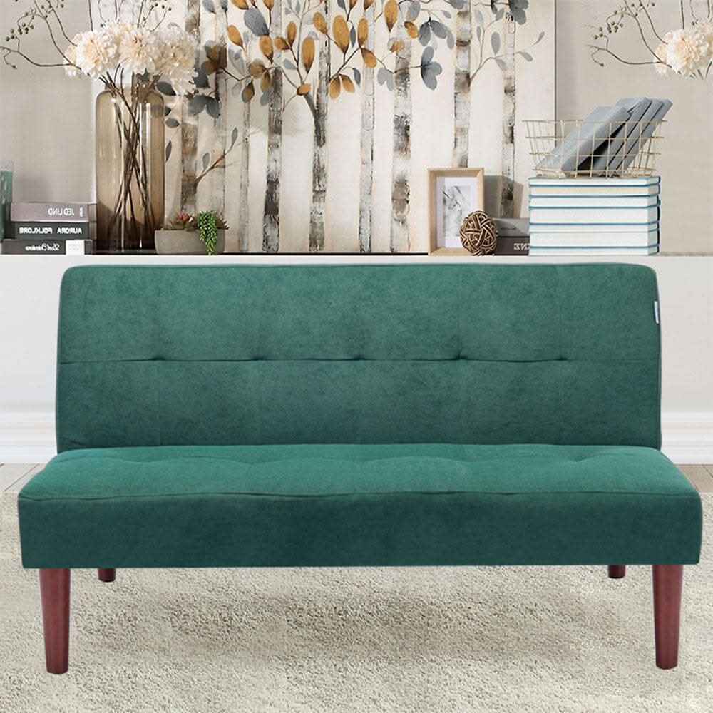 Small Modern 2-Seater Padded Convertible Sofa Bed with Wooden Legs