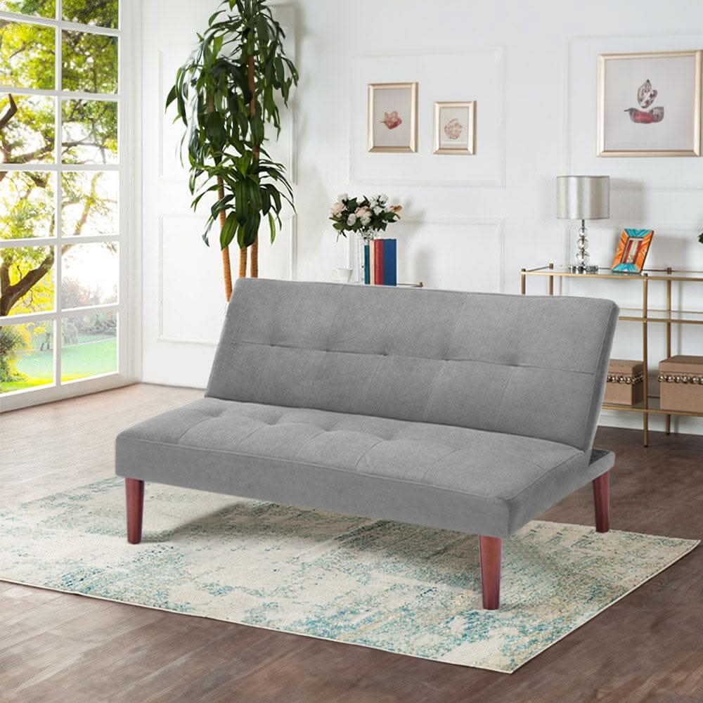 Small Modern 2-Seater Padded Convertible Sofa Bed with Wooden Legs