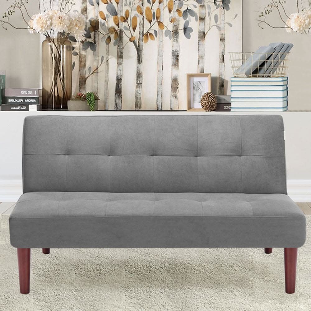 Small Modern 2-Seater Padded Convertible Sofa Bed with Wooden Legs