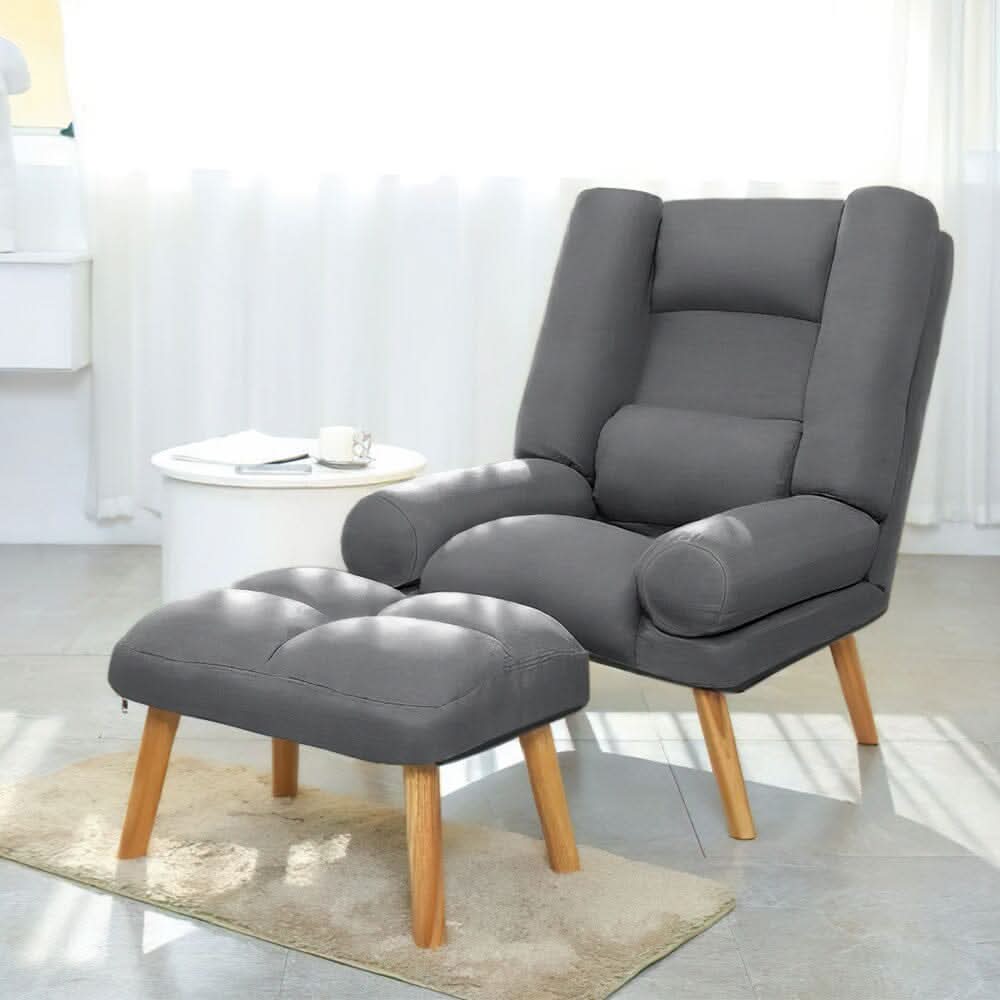 Modern Adjustable Leisure Chair with Ottoman Grey
