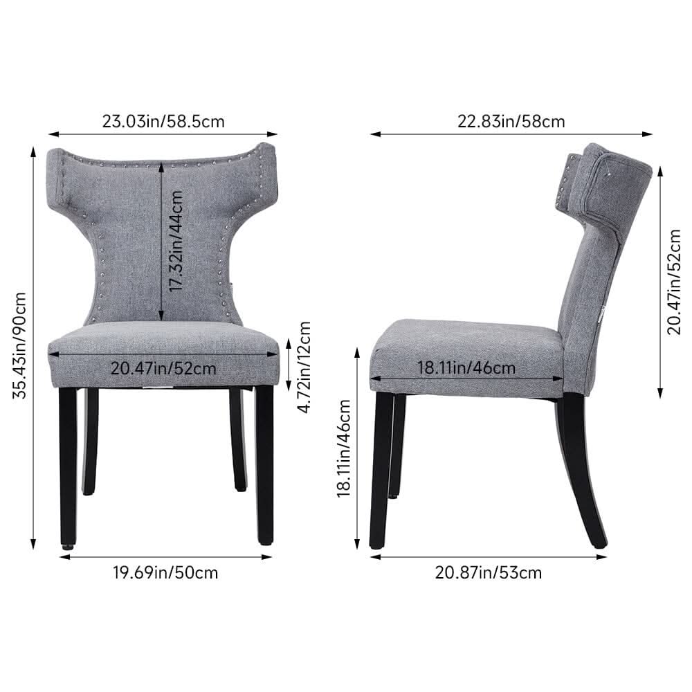 Upholstered Dining Chair with Stud Detail Backrest