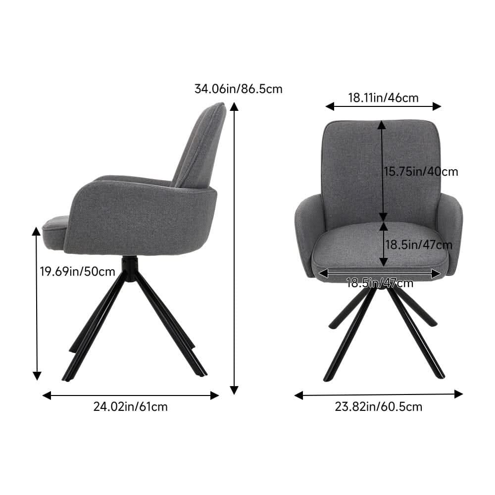 Scandinavian Style Swivel Accent Chair Linen Fabric