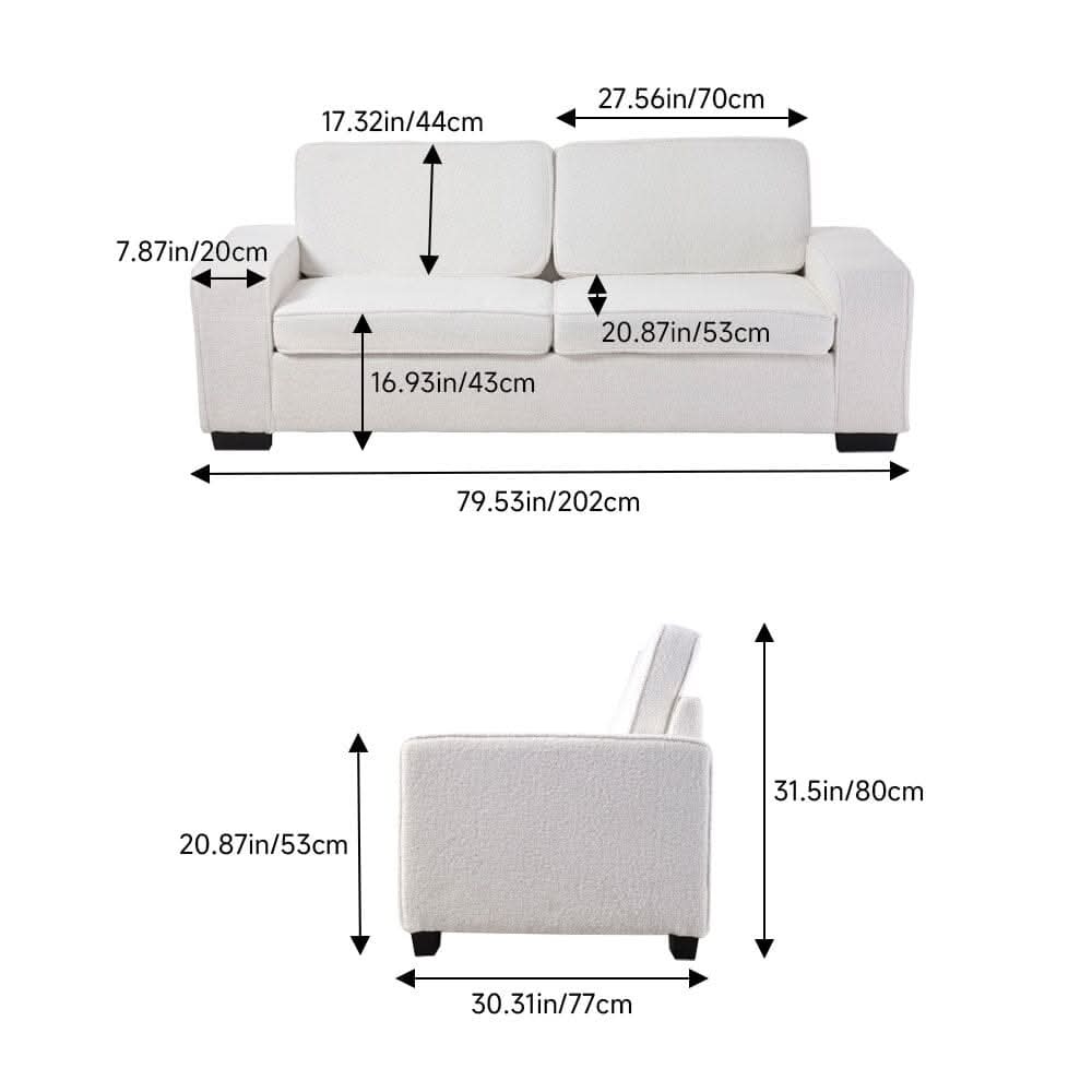 2 Seater Sofa White Teddy Fleece Double Box Packaging