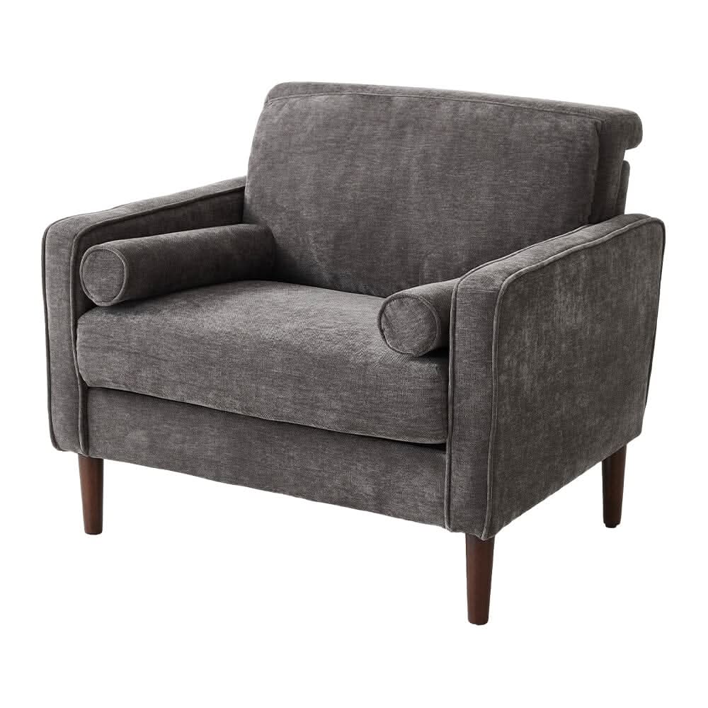 Accent Chair with 2 Cylindrical Pillows - Zippered Detachable Cushions
