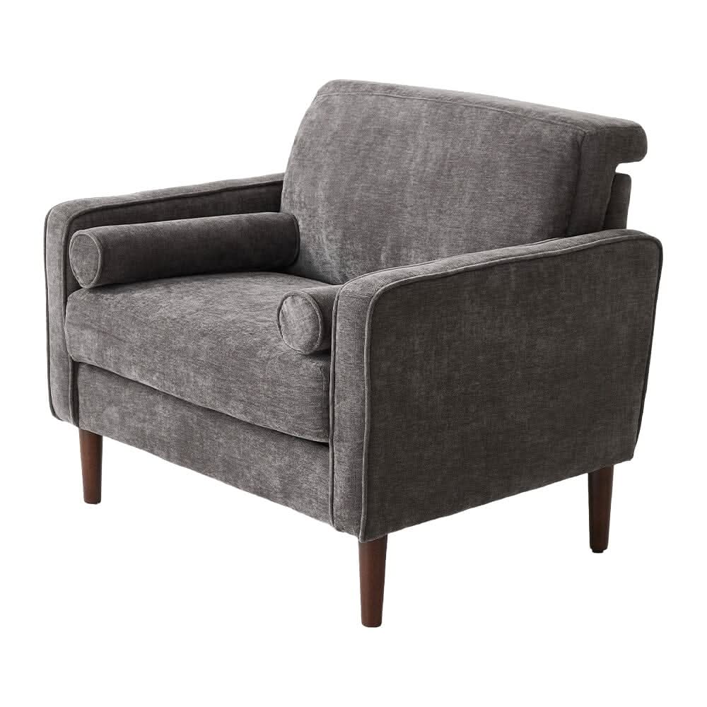 Accent Chair with 2 Cylindrical Pillows - Zippered Detachable Cushions