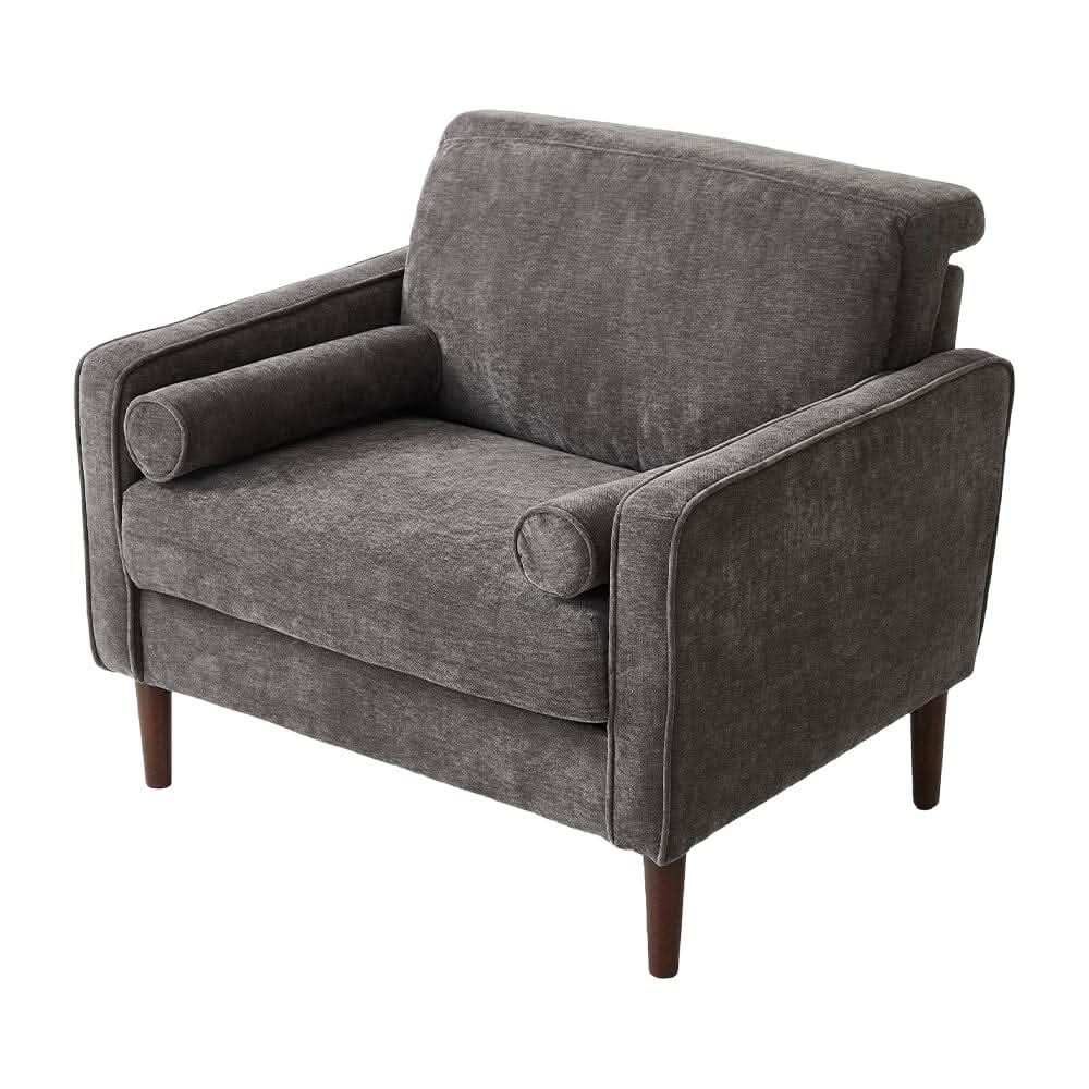 Accent Chair with 2 Cylindrical Pillows - Zippered Detachable Cushions