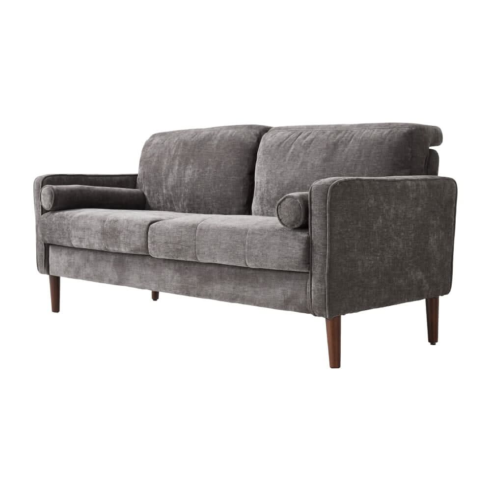 2 Seater Sofa with Cylindrical Pillows and Plush Cushions