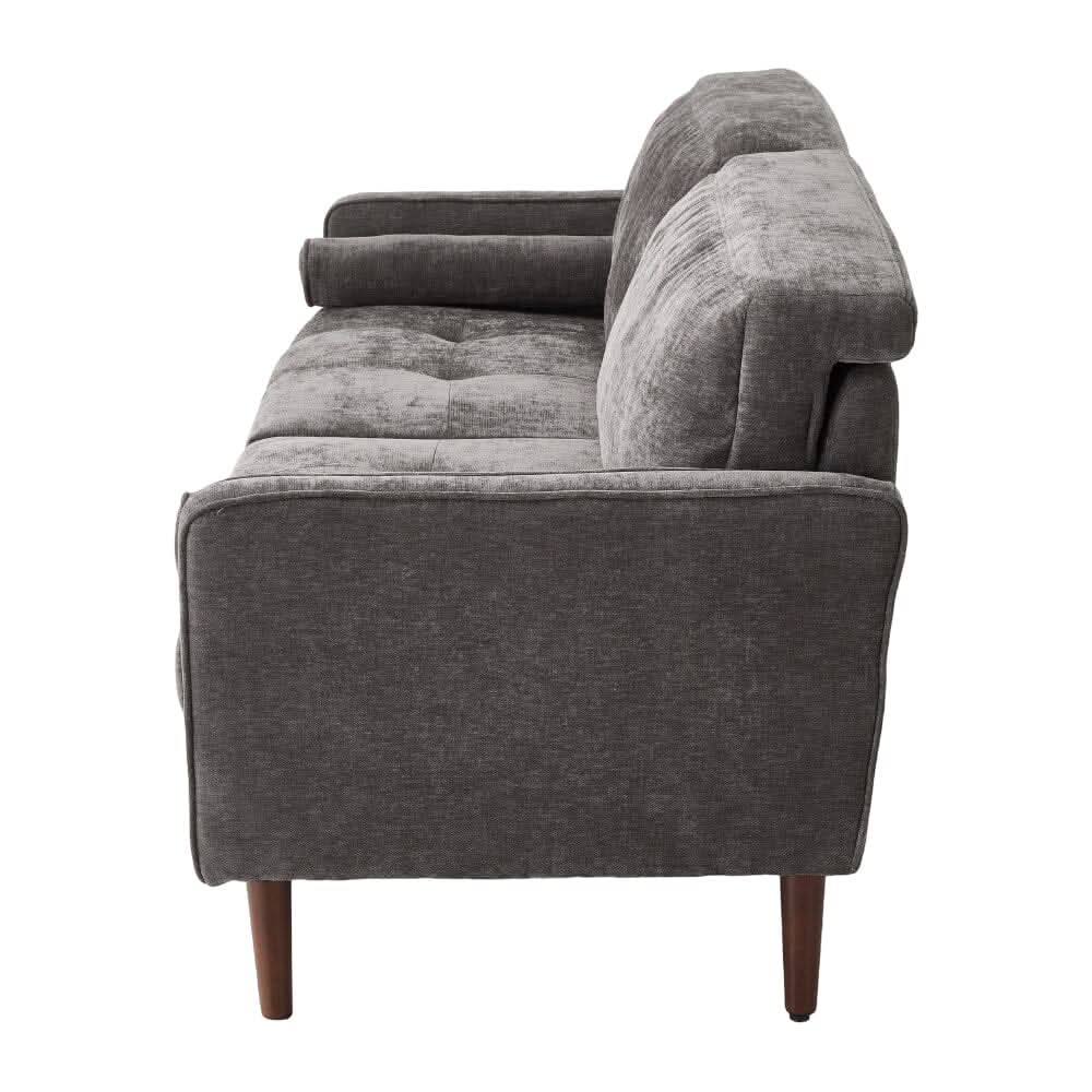 2 Seater Sofa with Cylindrical Pillows and Plush Cushions