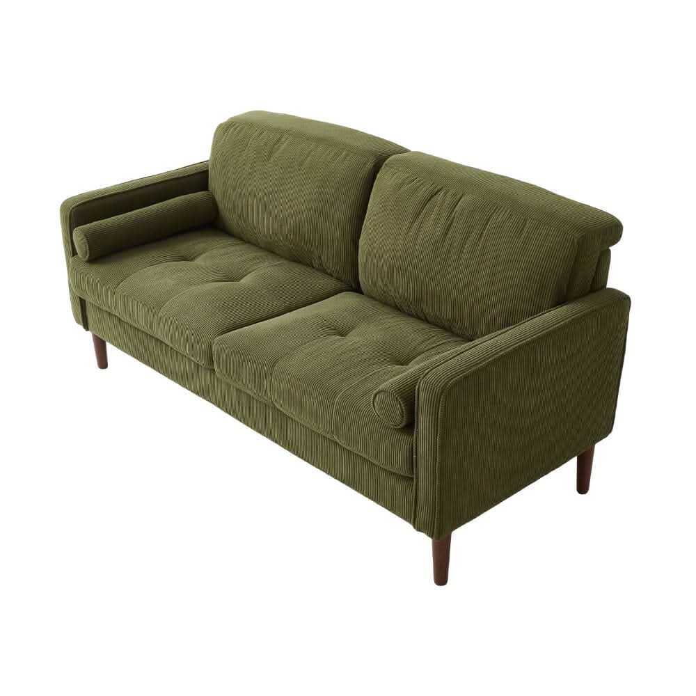 2 Seater Sofa with Cylindrical Pillows and Plush Cushions
