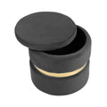 Velvet Storage Ottoman with Gold Ring Base – Compact Upholstered Footstool
