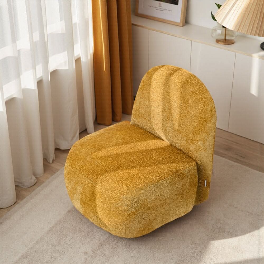 Organic Shape Accent Chair Chenille Fabric