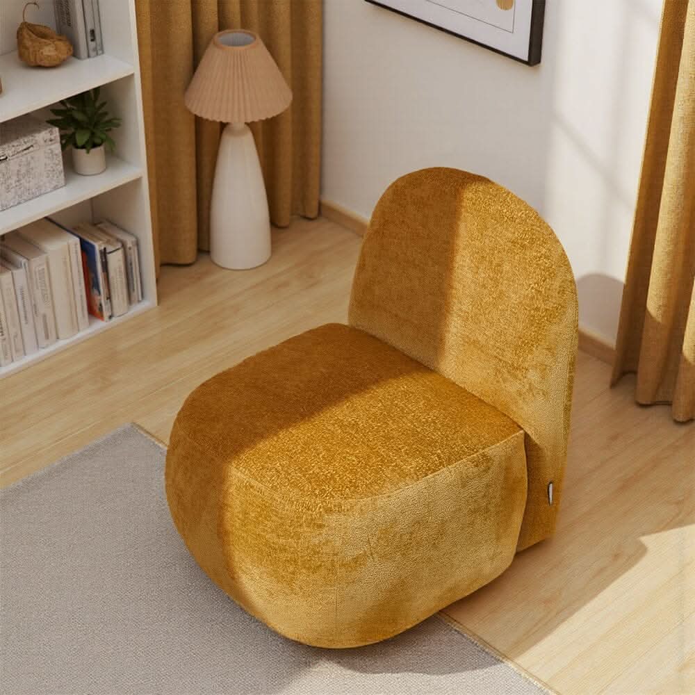 Organic Shape Accent Chair Chenille Fabric