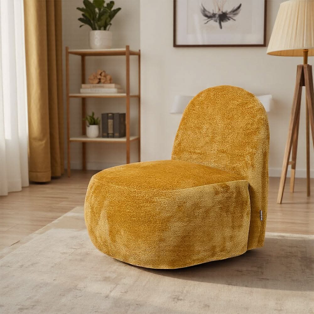 Organic Shape Accent Chair Chenille Fabric