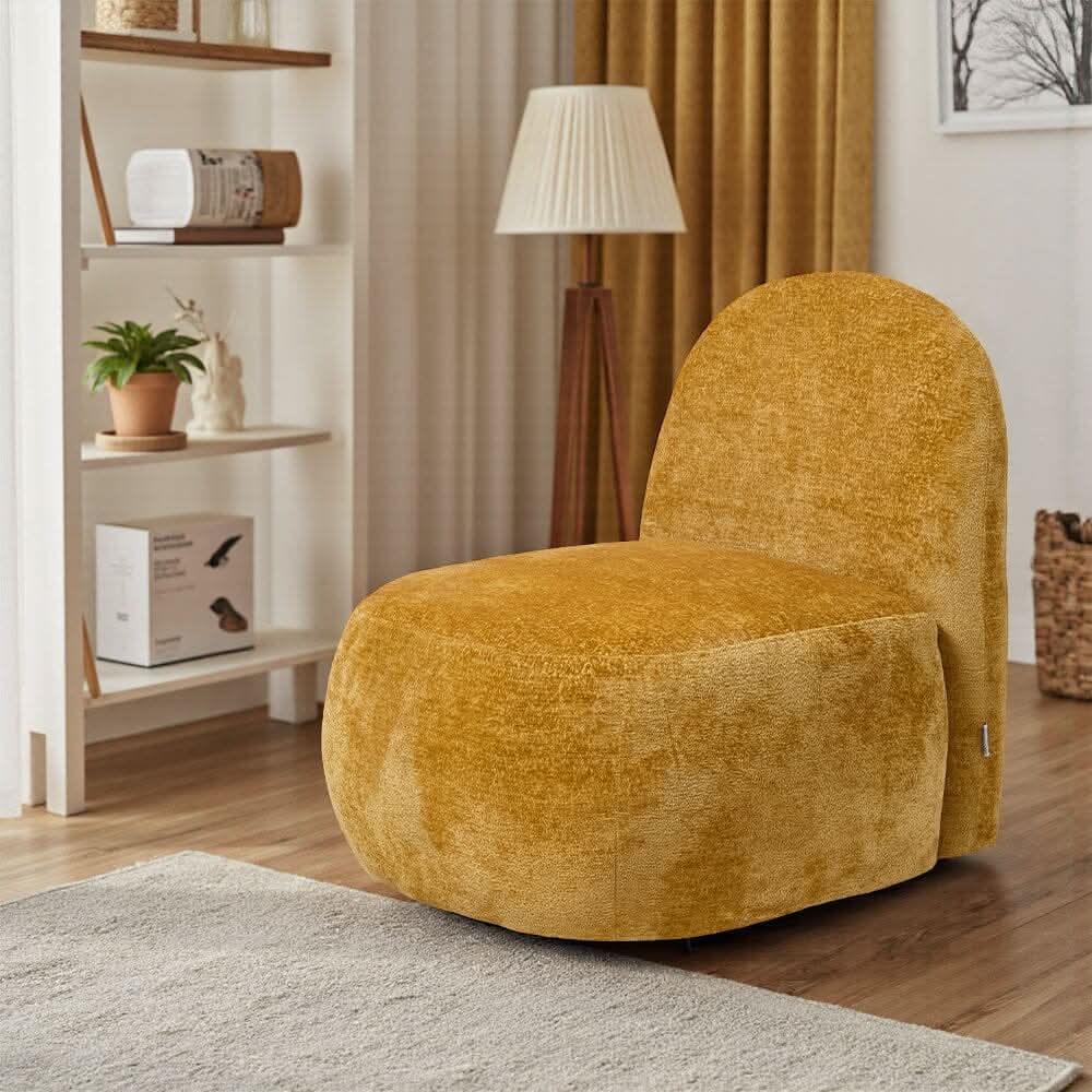 Organic Shape Accent Chair Chenille Fabric