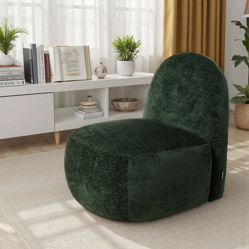 Organic Shape Accent Chair Chenille Fabric