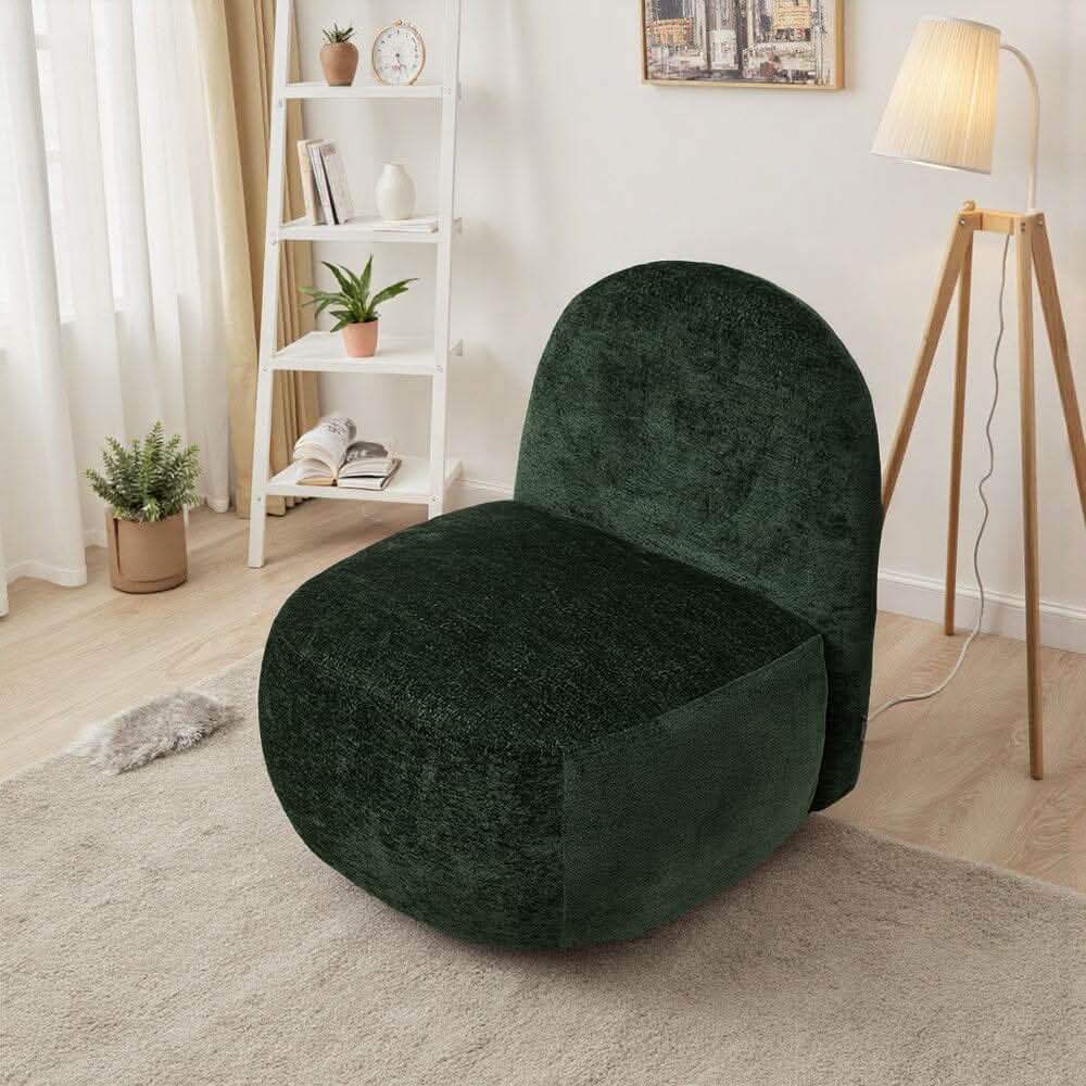 Organic Shape Accent Chair Chenille Fabric