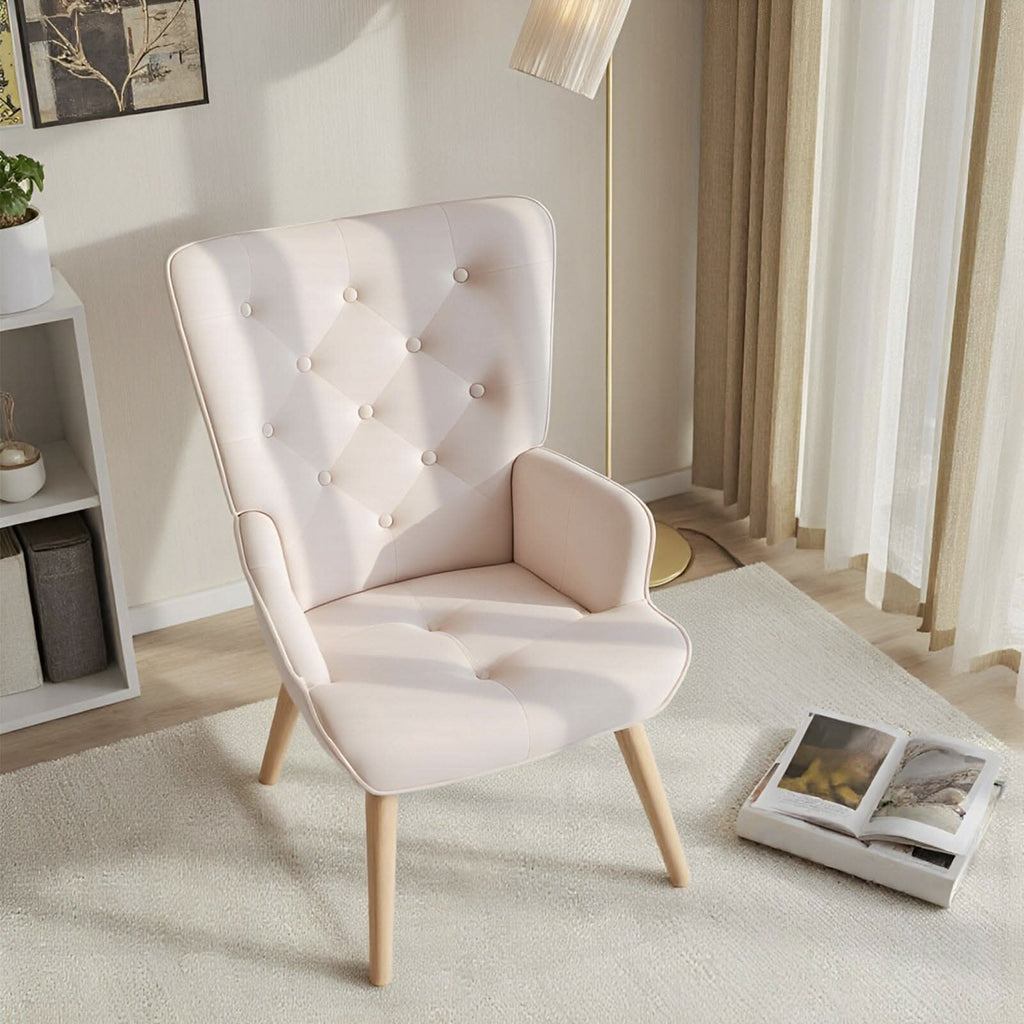 Retro Tufted Wingback Accent Chair Velvet Fabric