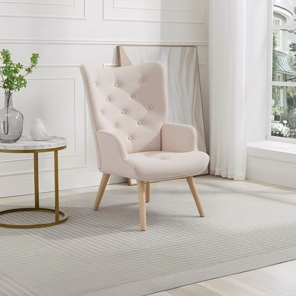 Retro Tufted Wingback Accent Chair Velvet Fabric