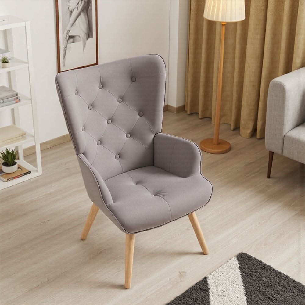 Retro Tufted Wingback Accent Chair Velvet Fabric