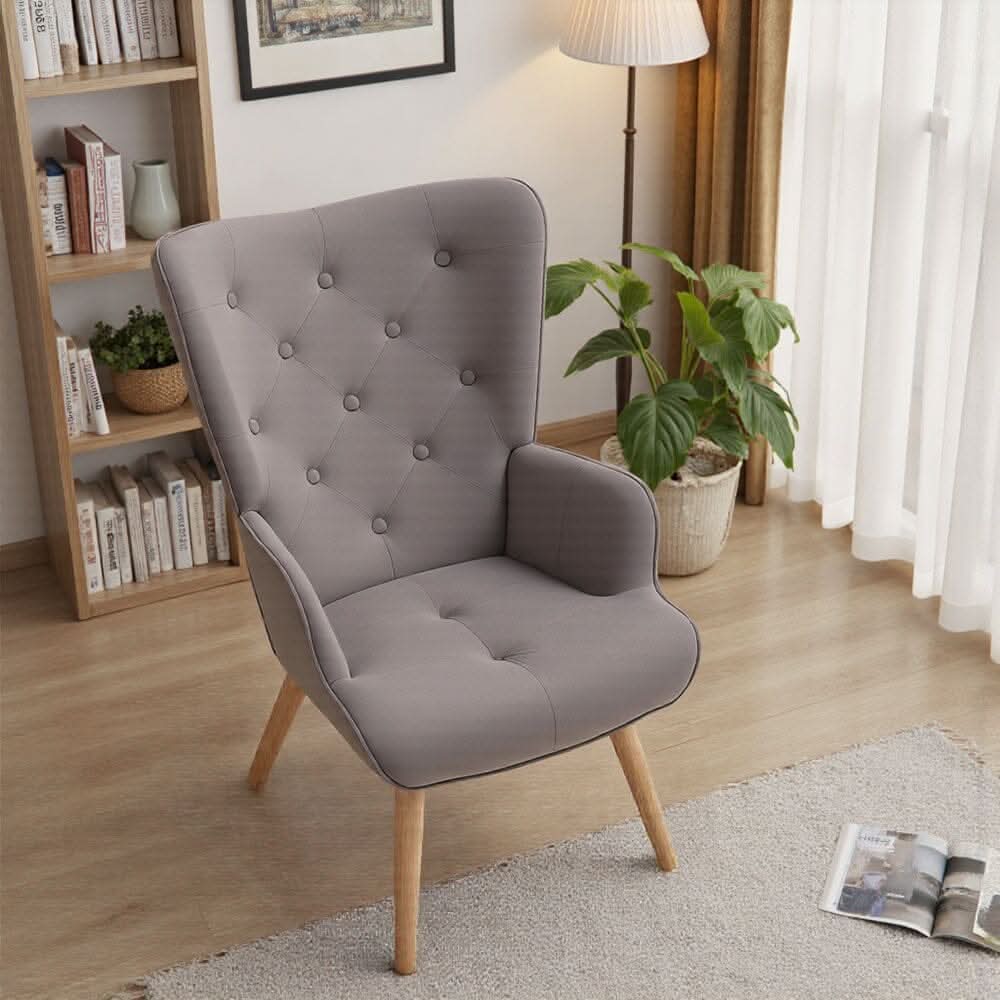 Retro Tufted Wingback Accent Chair Velvet Fabric
