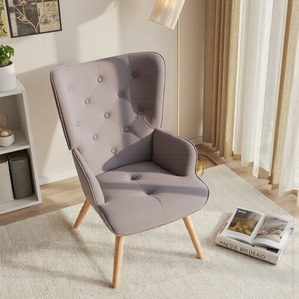 Retro Tufted Wingback Accent Chair Velvet Fabric