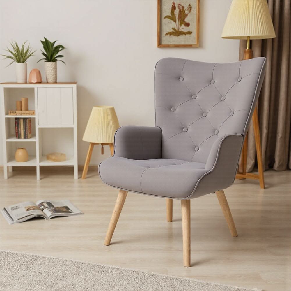 Retro Tufted Wingback Accent Chair Velvet Fabric