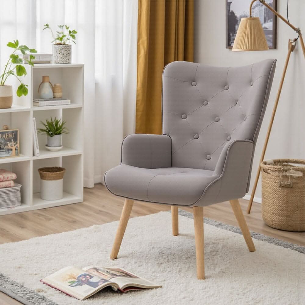 Retro Tufted Wingback Accent Chair Velvet Fabric
