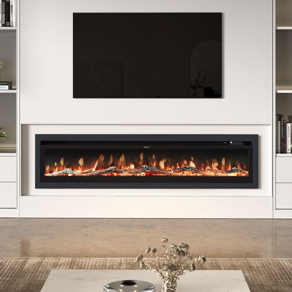 40/50/60/70/80 Inch Electric Fireplace 12 Colour LED Flame Effect Heater with Remote Control