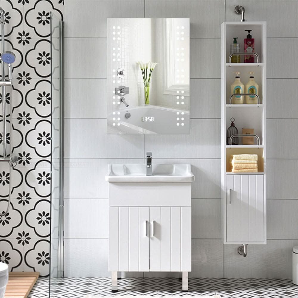 700x500MM LED Illuminated Mirror Cabinet with Shaver Socket&Demister Pad