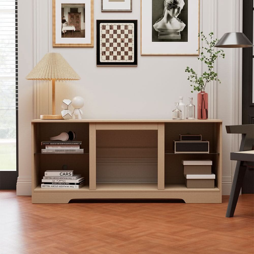 Wood Grain Fireplace Cabinet with 18inch Electric Fire | Touchscreen-enabled & remote-controlled