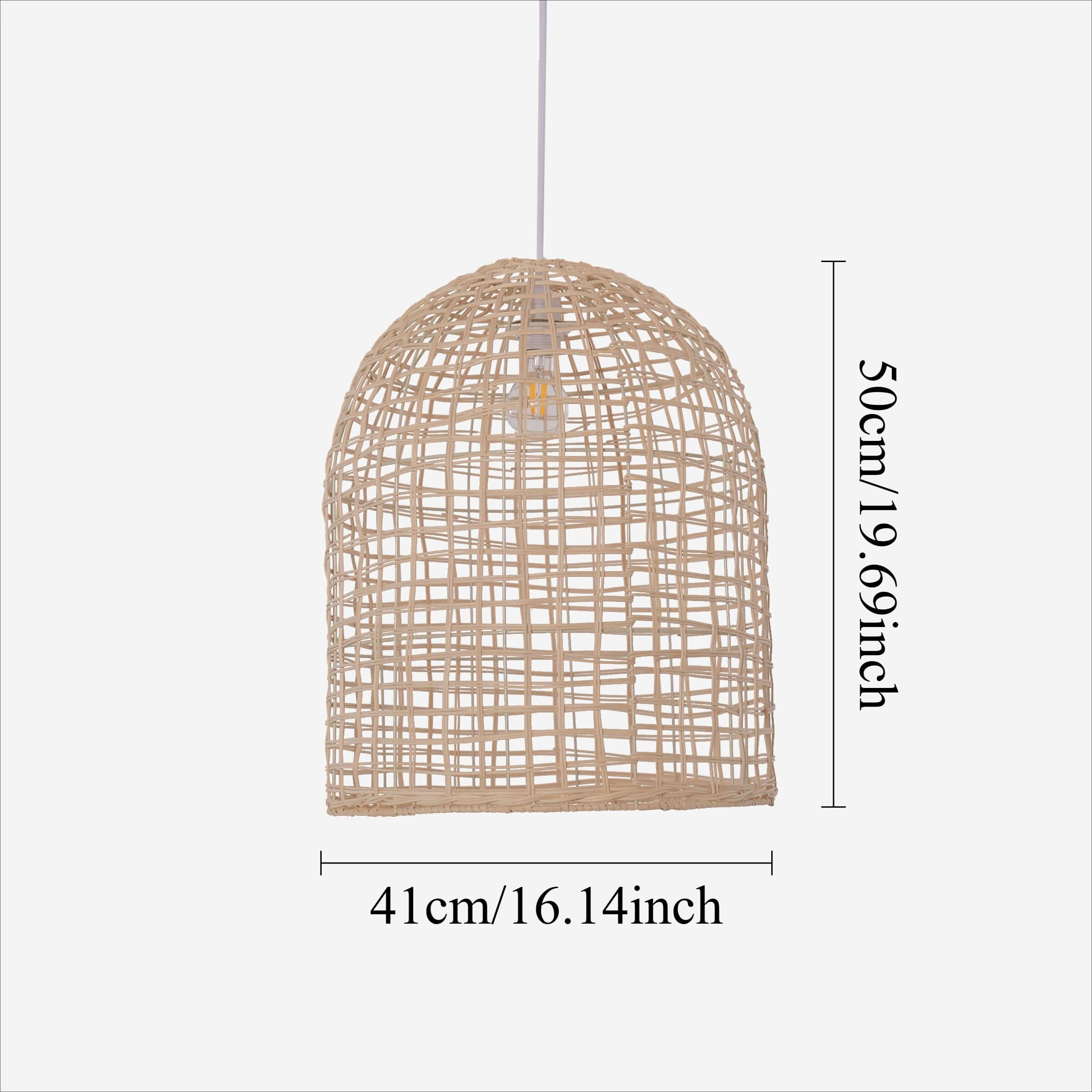 Lightsin Cella-Natural Cage Shape Rattan Pendant Light