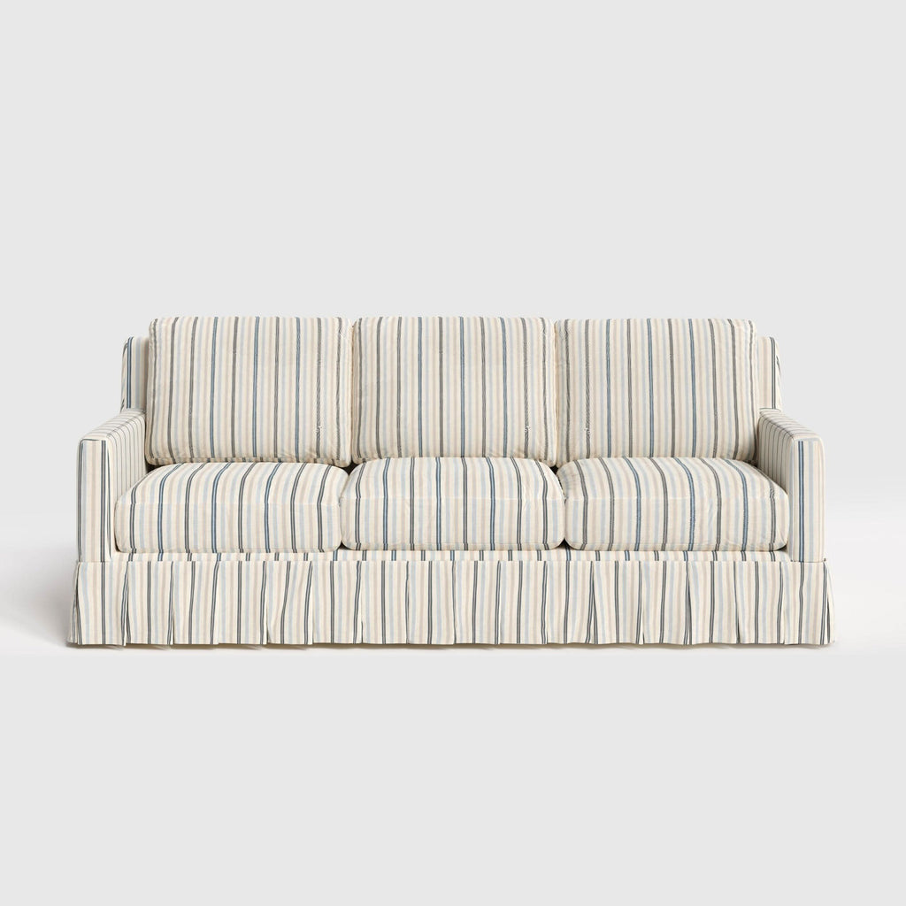 Cottonfy Blue Pinstripe 3 Seater Sofa with Removable Covers