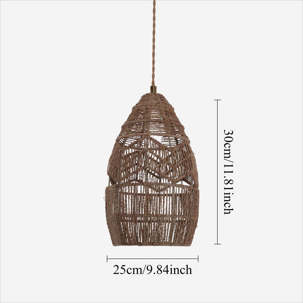 Lightsin Handwoven Rattan Bell Pendant Light for Dining Room Decor
