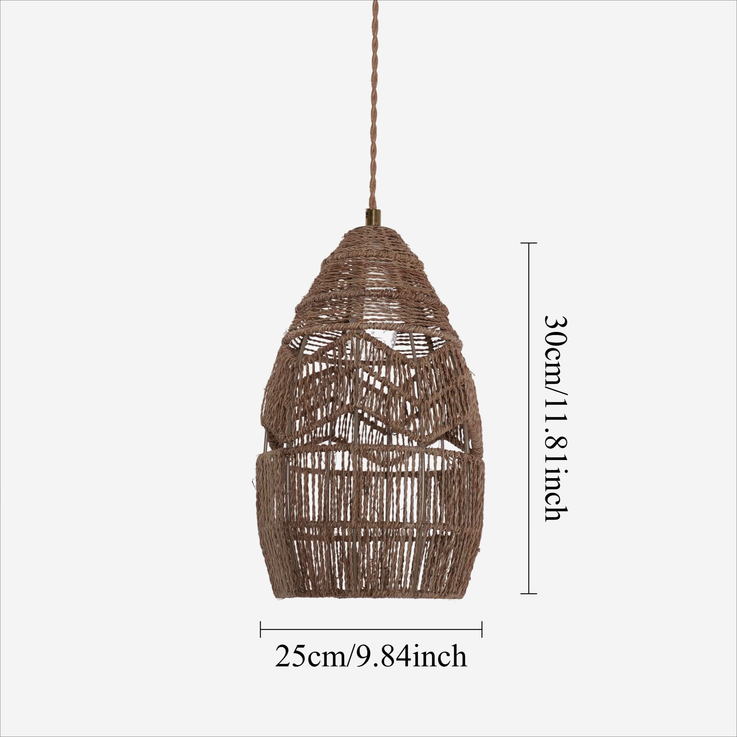 Lightsin Handwoven Rattan Bell Pendant Light for Dining Room Decor
