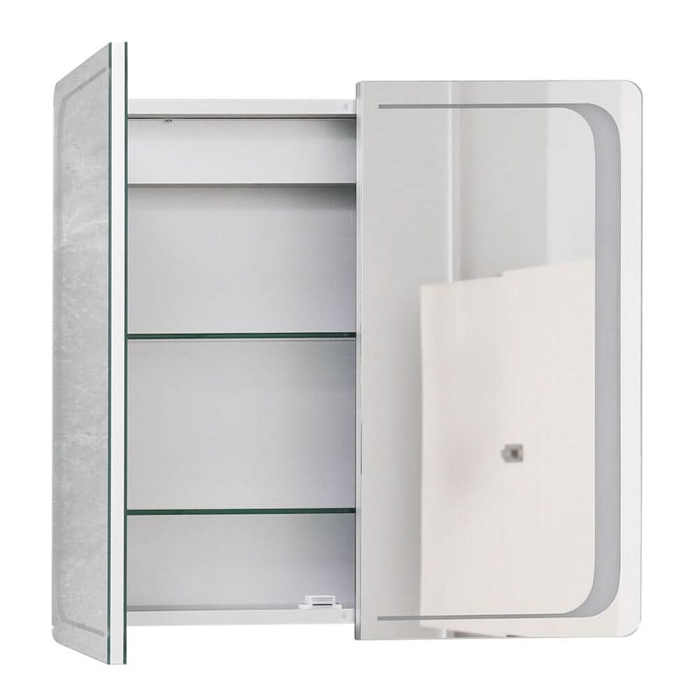 60cm H Double Door Anti-Fog Mirror Cabinet with Bluetooth and LED Light