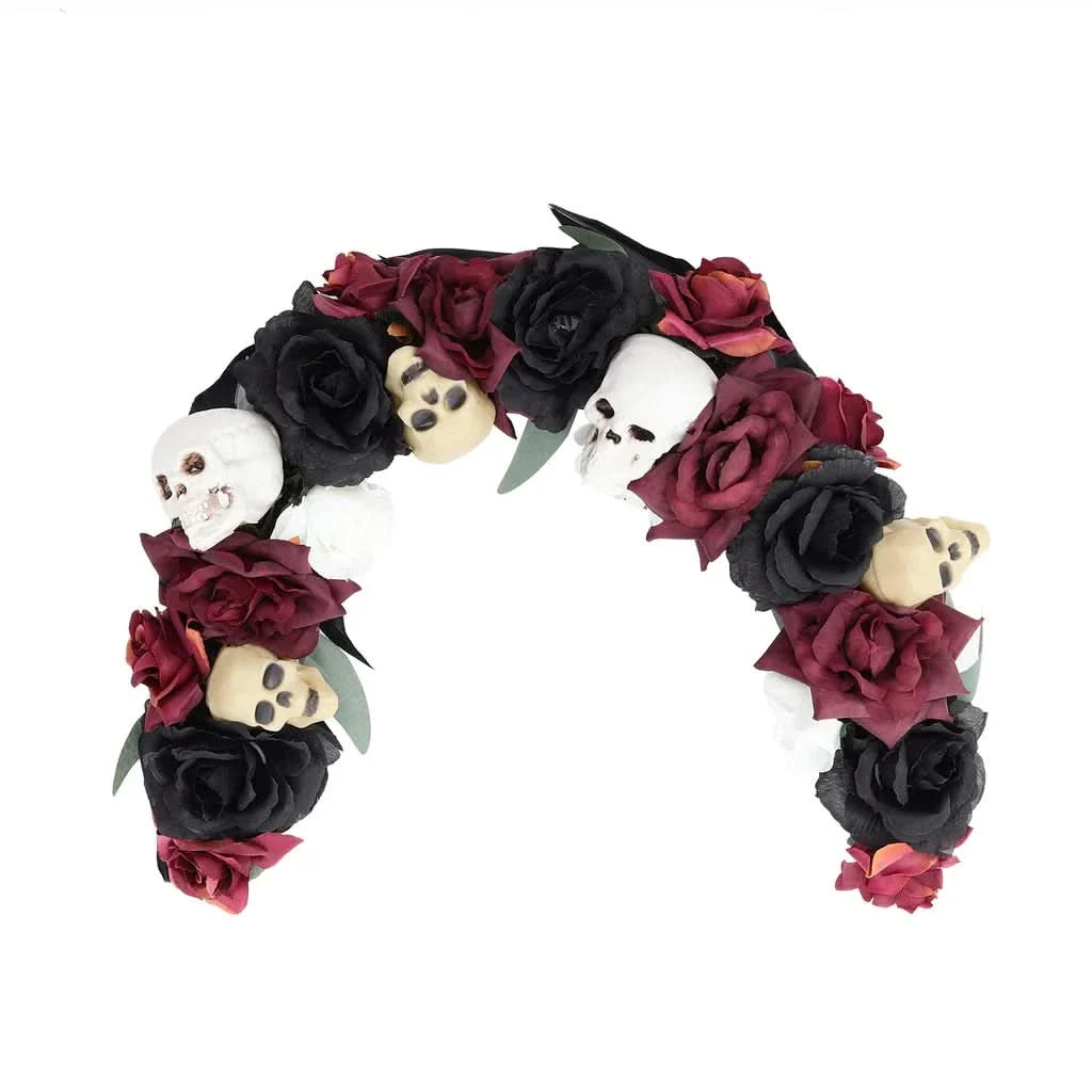 Scary Prelit Skull Halloween Arch Wreath Home Decoration