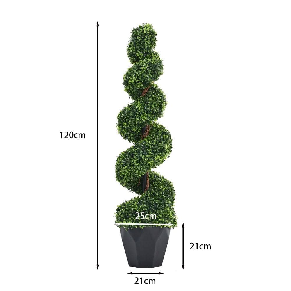 2 Pack Artificial Topiary Spiral Boxwood Tree Fake Plant