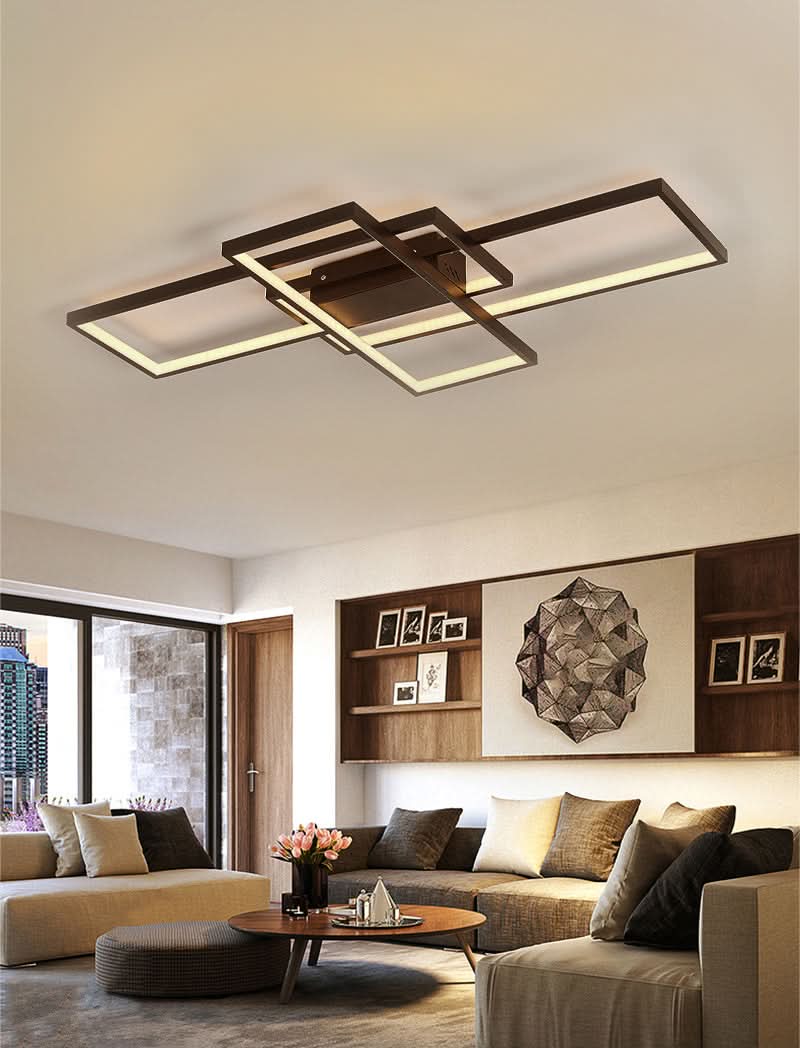 Modern LED Ceiling Light with 3 Black Rectangle Lampshades