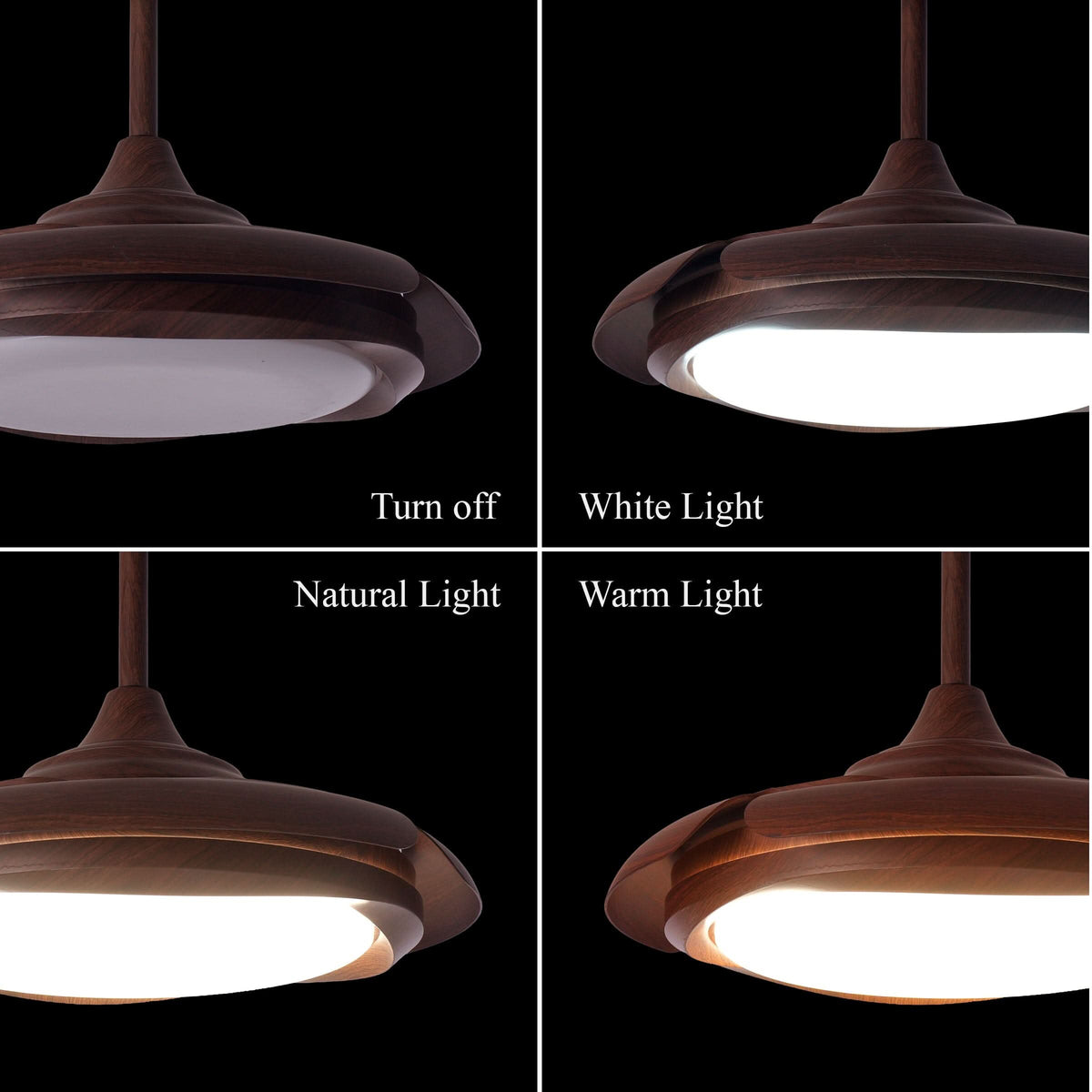 Lightsin Walnut Effect LED Ceiling Fan Light with Remote for Living Room & Bedroom