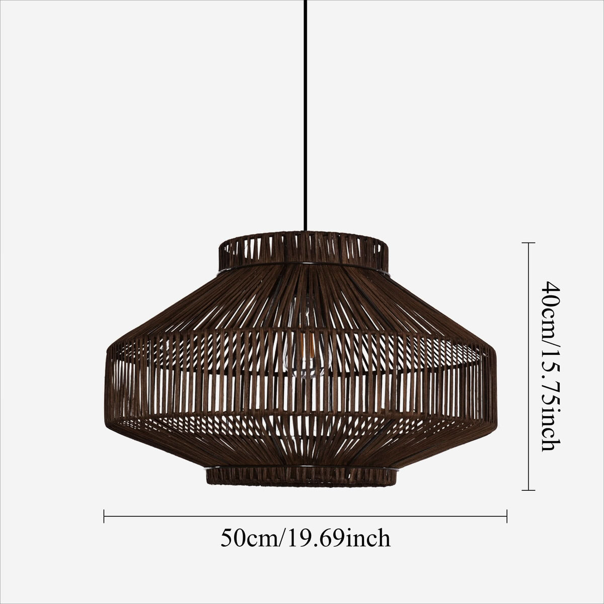 Lightsin Rattan Pendant Light for Modern Boho Interiors – Handwoven Kitchen Island Pendant Light for Living Room, Dining, and Bathroom Ceiling Lighting