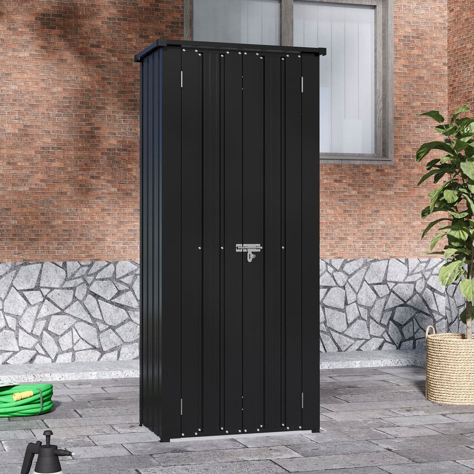 1.5*2.5ft Flat Roof Charcoal Black Tool Cabinet