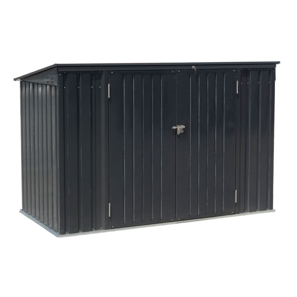6ft Outdoor Metal Garbage Storage Shed with Hinged Lid