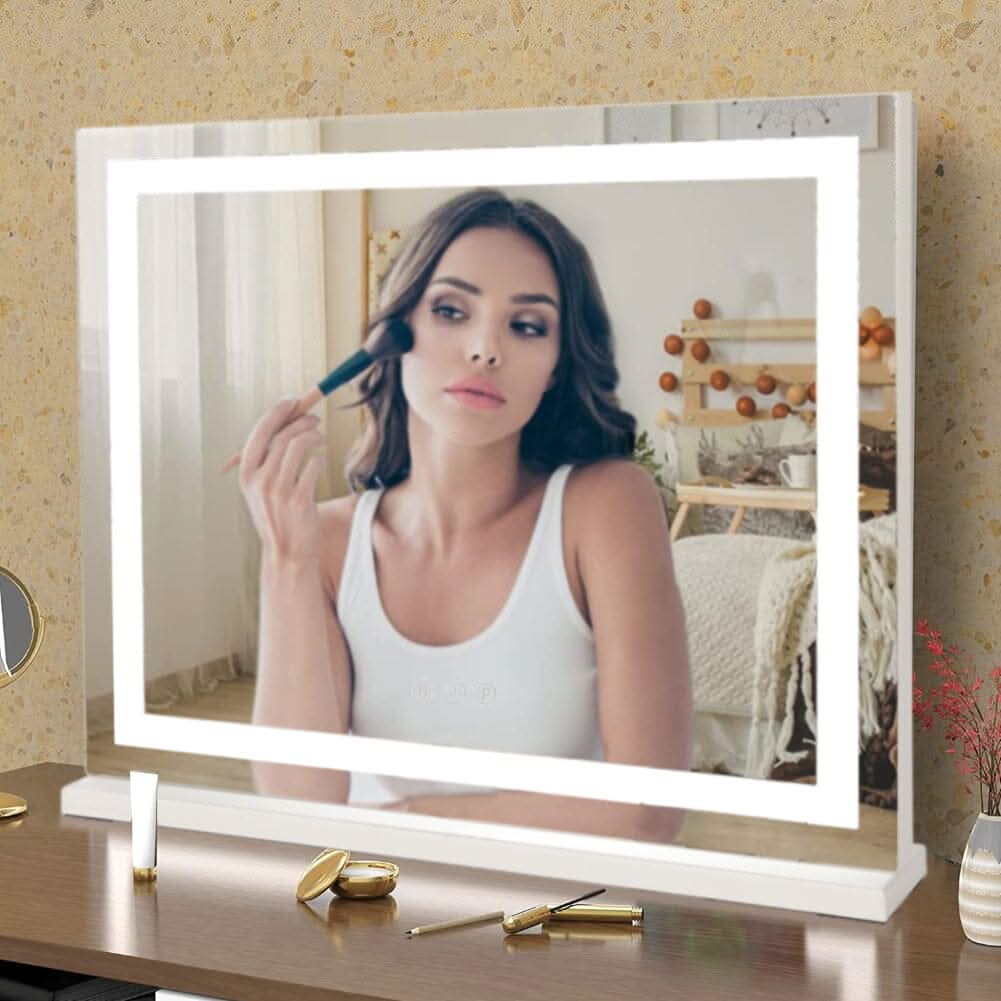 Contemporary Rectangle Vanity Mirror with LED Lights