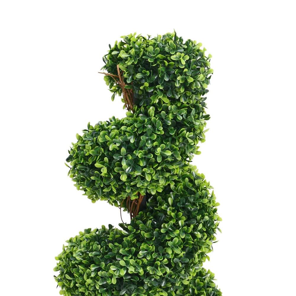 2 Pack Artificial Topiary Spiral Boxwood Tree Fake Plant