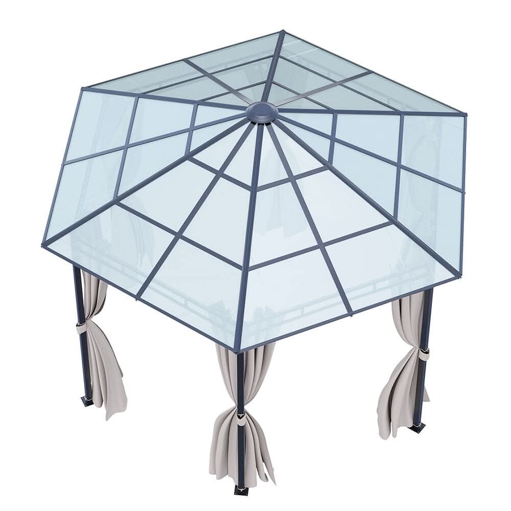 Dark Grey Aluminum & Steel Hexagonal Polycarbonate Canopy