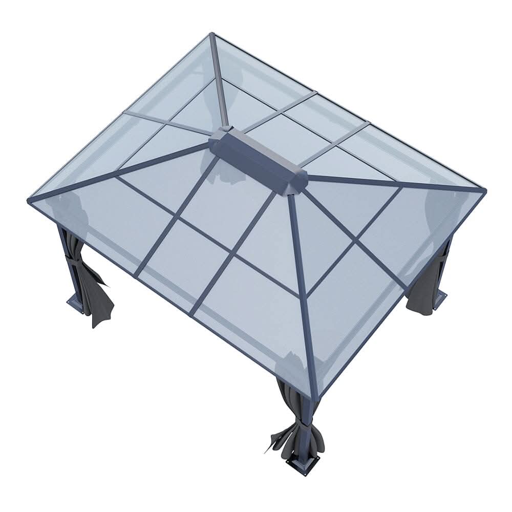 3*3.65*2.6m Dark Grey Single-roof Sunshade Canopy with Surrounding Fabric